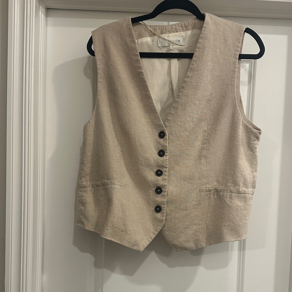 Zara linen tailored vest